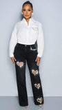 Molly BLACK DENIM RHINESTONES
HEART KEY-HOLE JEANS