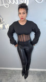 Black Hottie|Mesh Bustier Sweatshirt