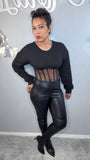 Black Hottie|Mesh Bustier Sweatshirt